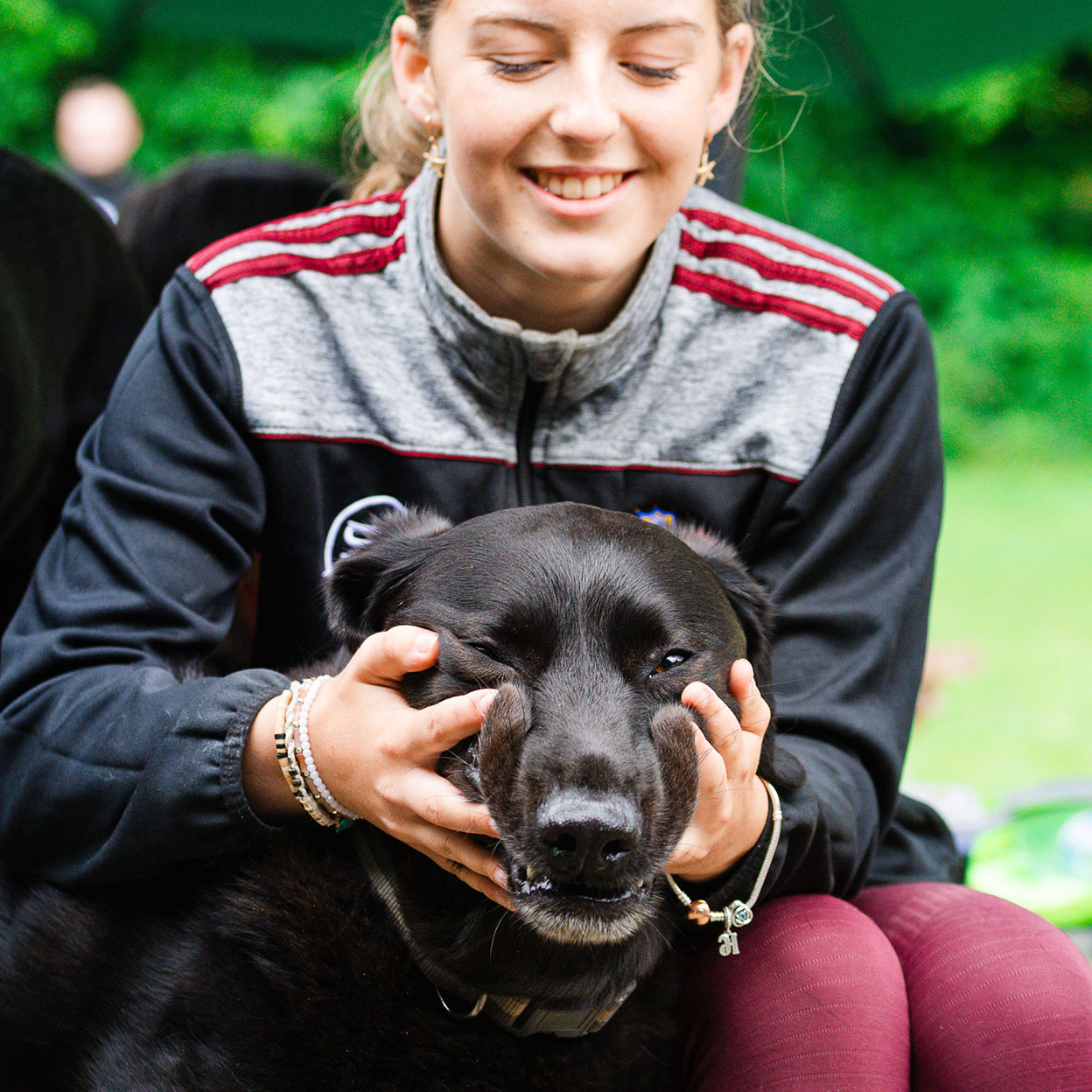 Photo of dog and owner at the Oakfield Bark Dog Show, at Oakfield Park in Donegal